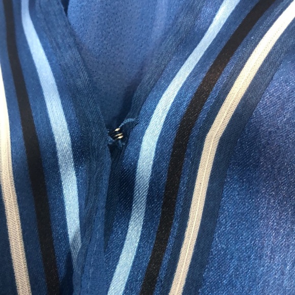 White House Black Market Striped Long Sleeve Surplice Blouse Medium - Picture 4 of 11